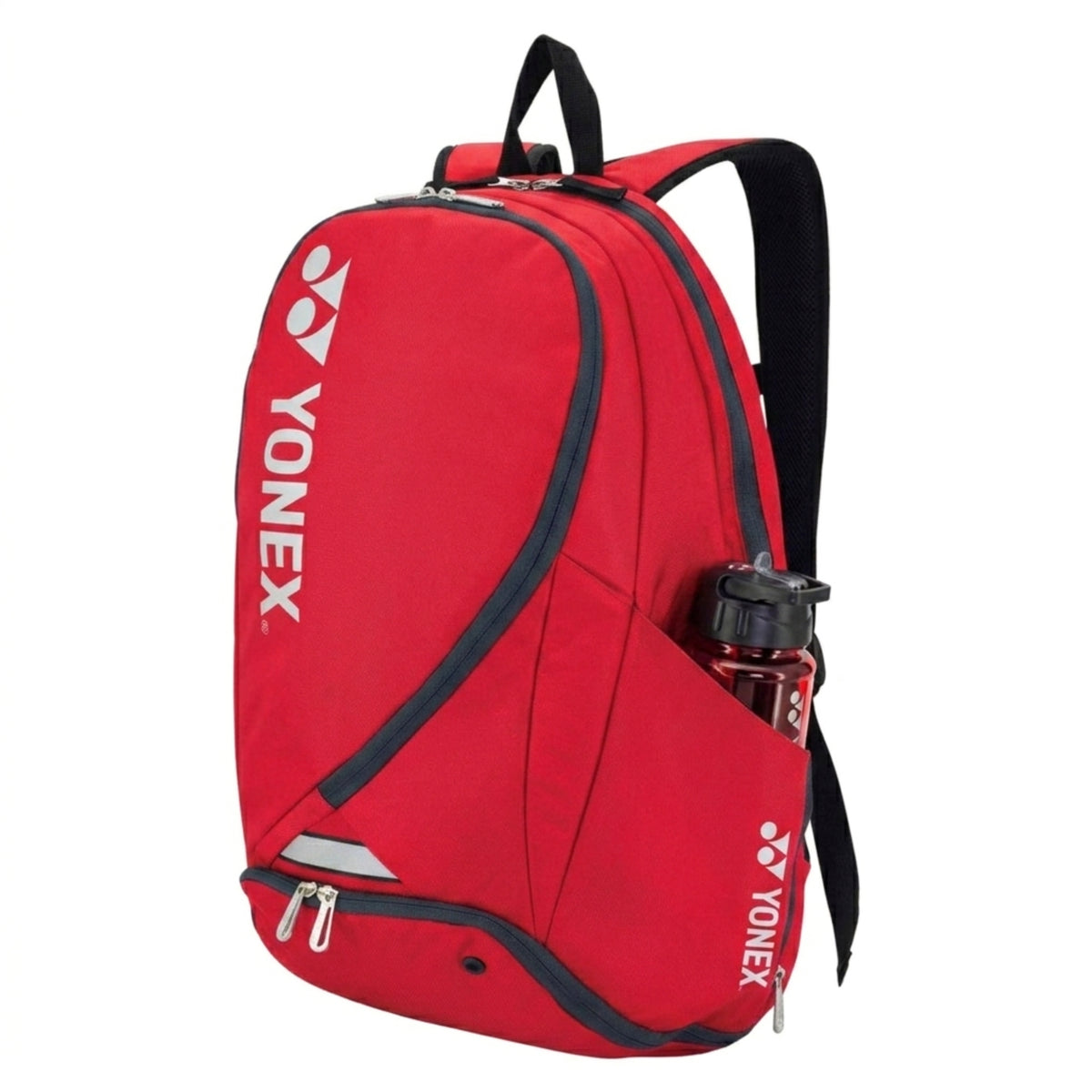 Red backpack with Yonex logo on a white background