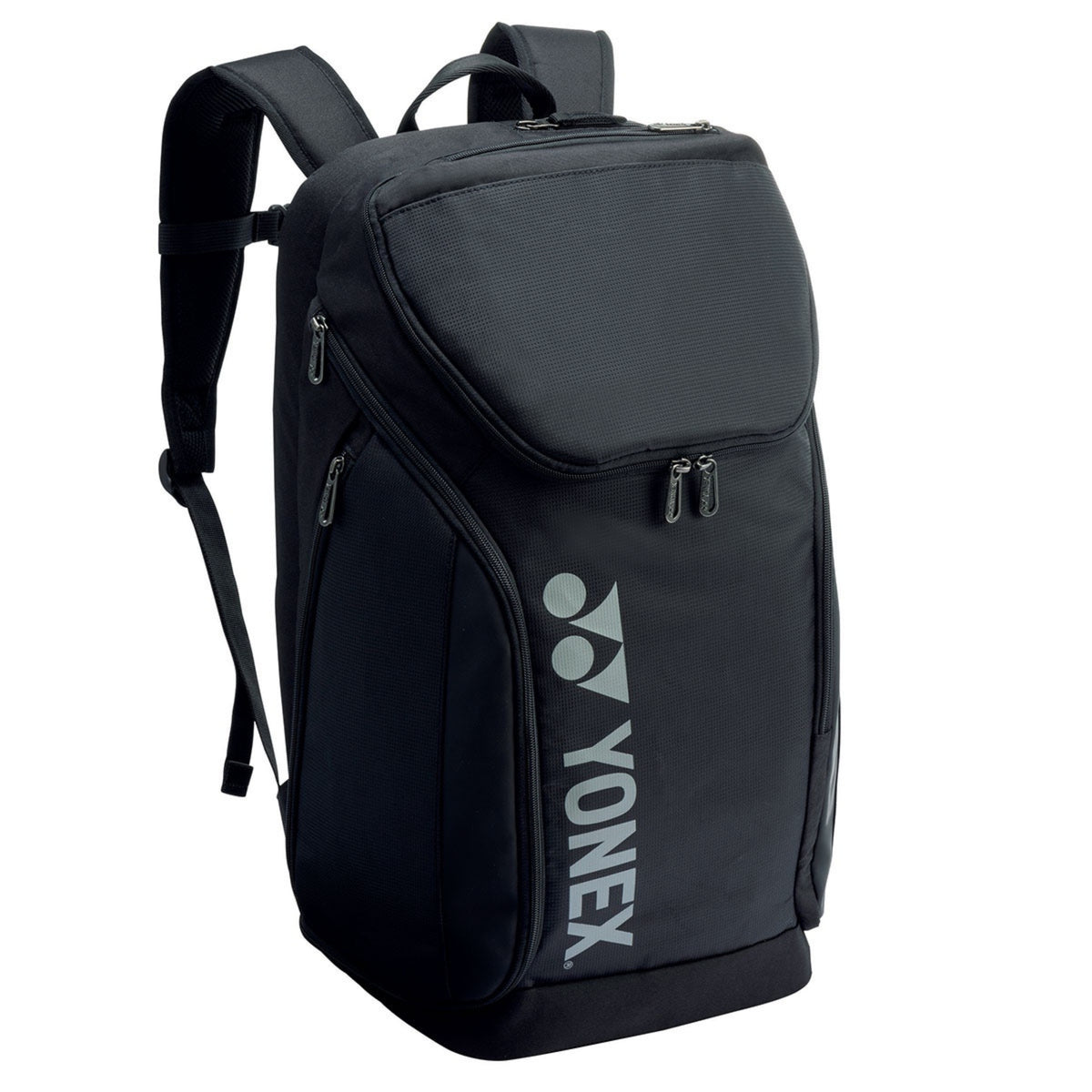 Black backpack with Yonex logo on a white background