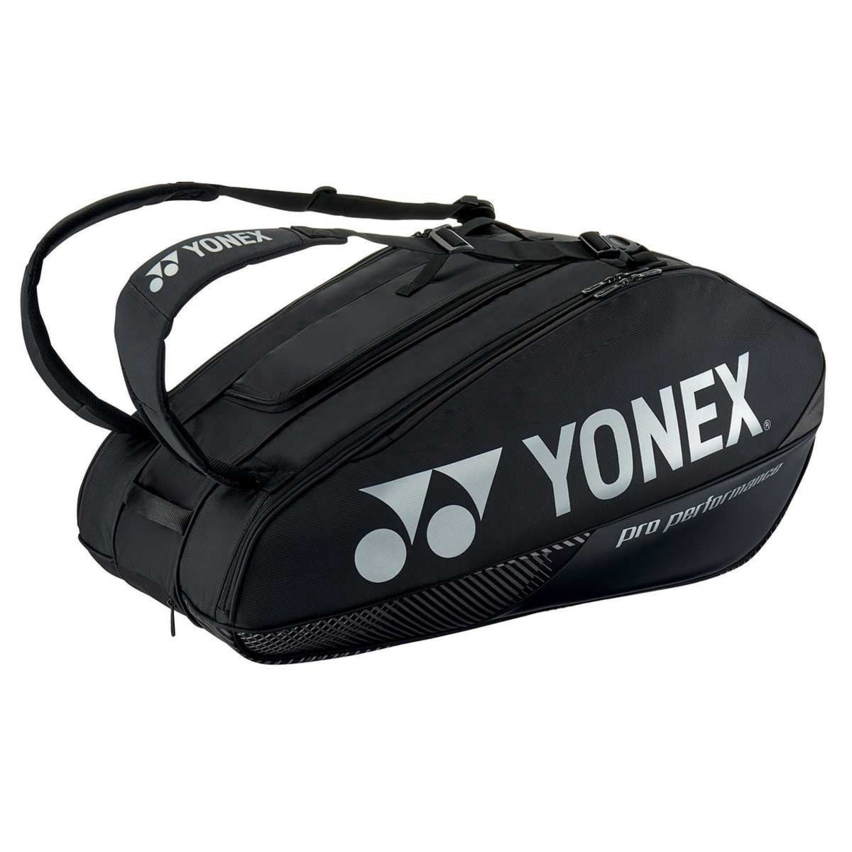 Black Yonex bag with brand logo on a white background