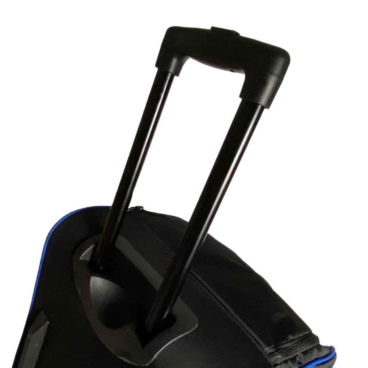 Black suitcase trolley handle on a white background