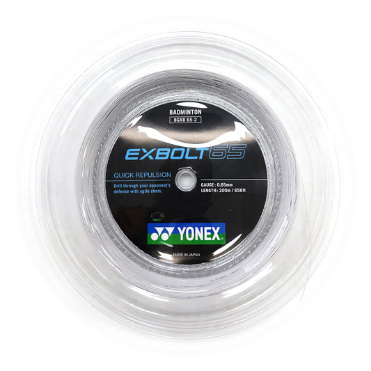 Yonex Exbolt 65 badminton string reel on a white background