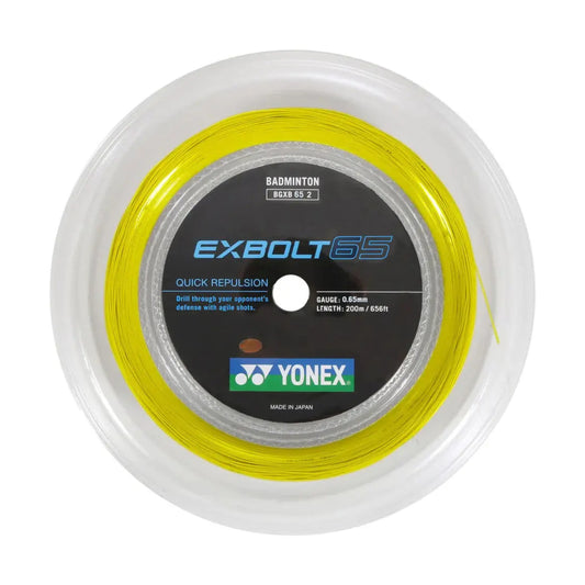 Yonex Exbolt 65 badminton string reel on a white background