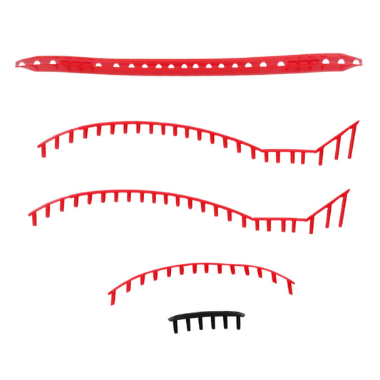 Set of red Yonex grommets on a white background