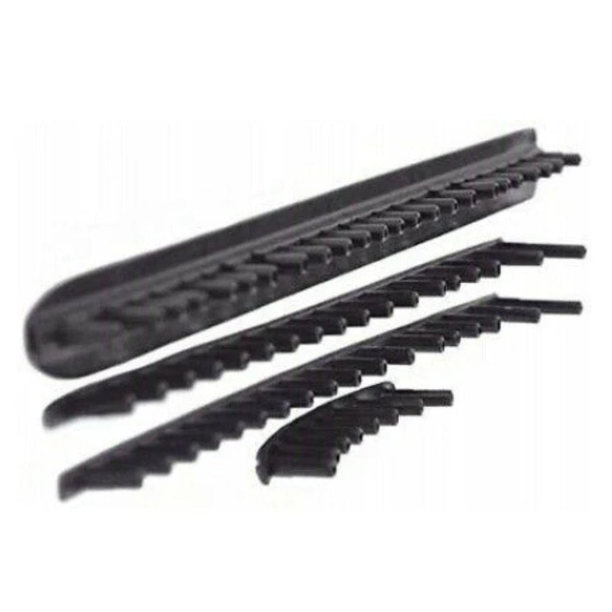 Set of black grommets on a white background