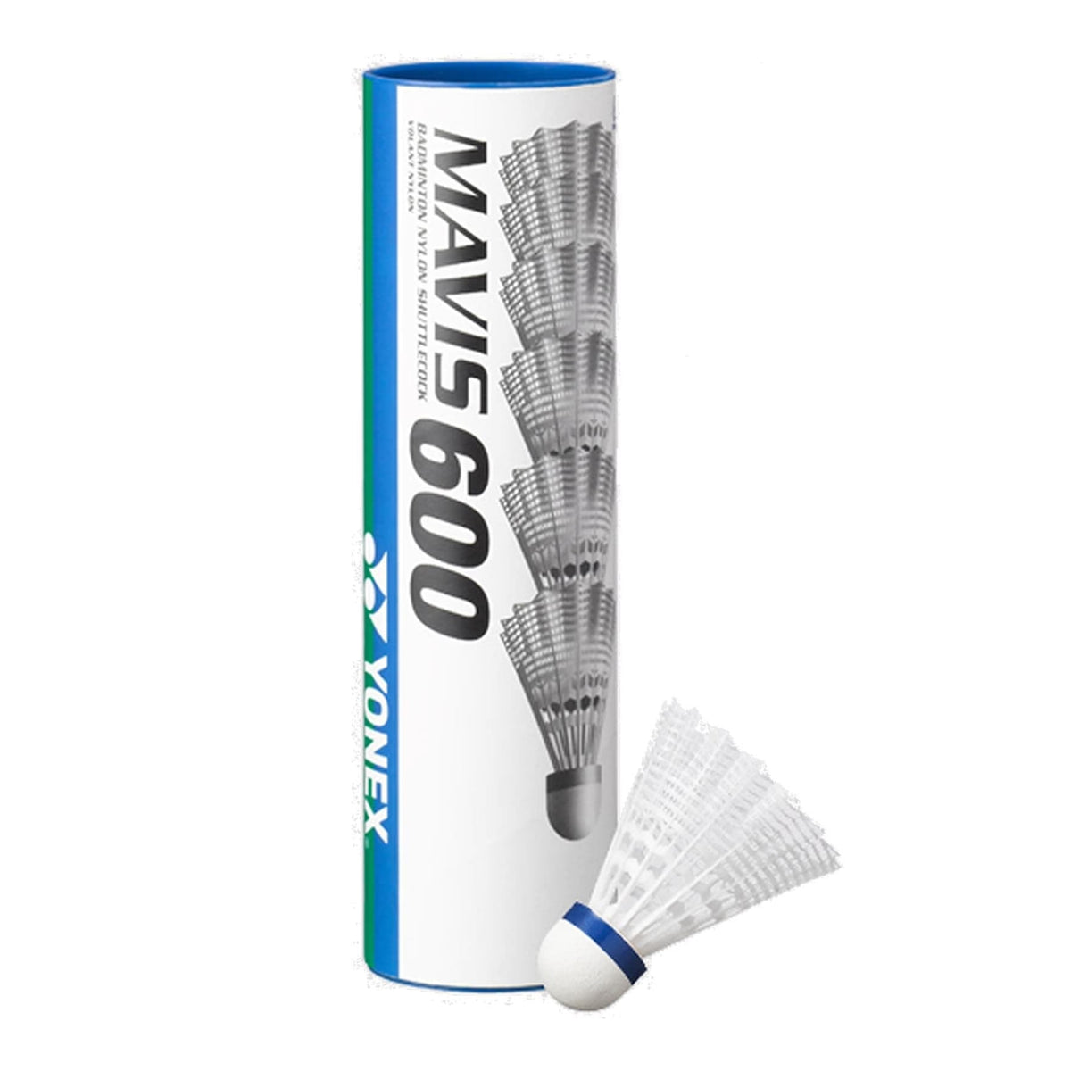 Yonex Mavis 600 badminton shuttlecock packaging on a white background