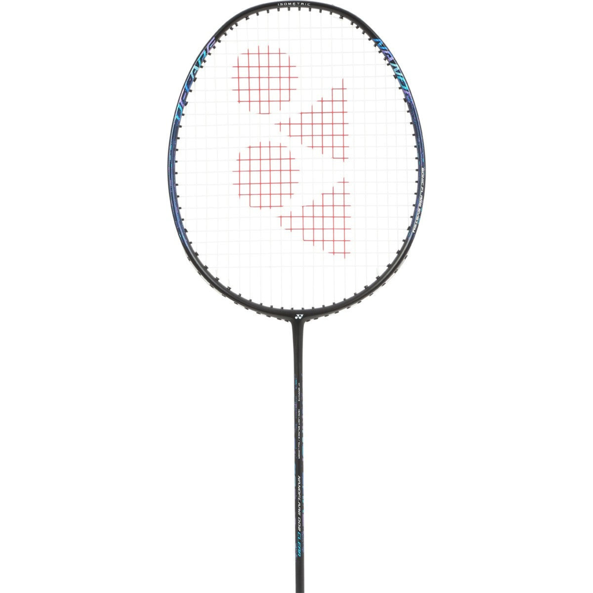 Badminton racket with a brand logo on a white background