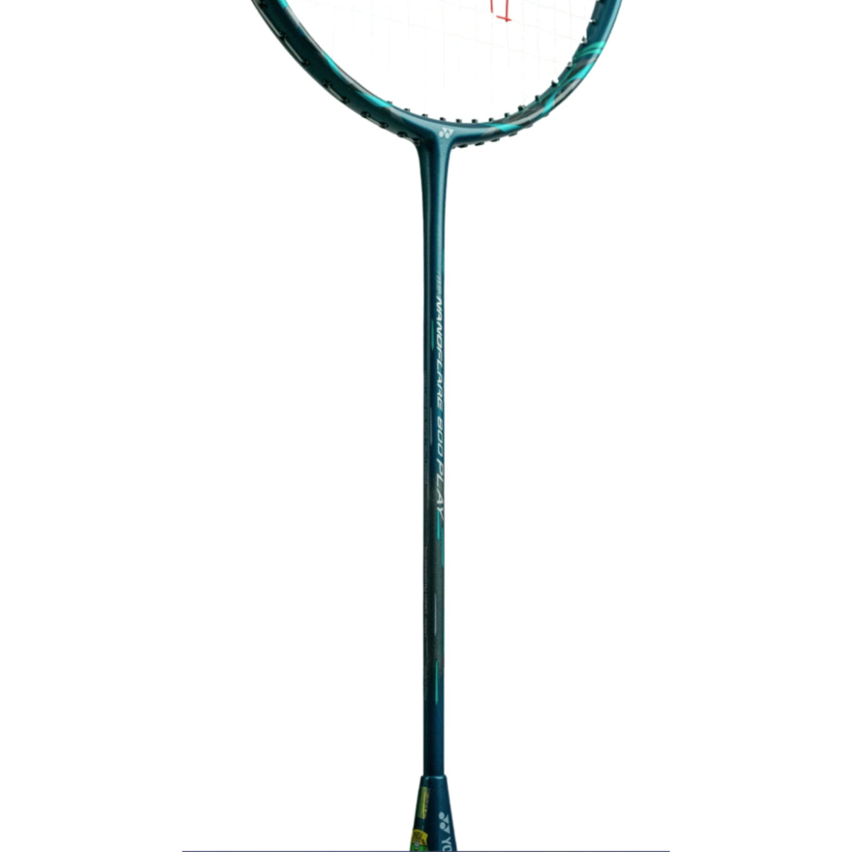 Blue badminton racket on a white background