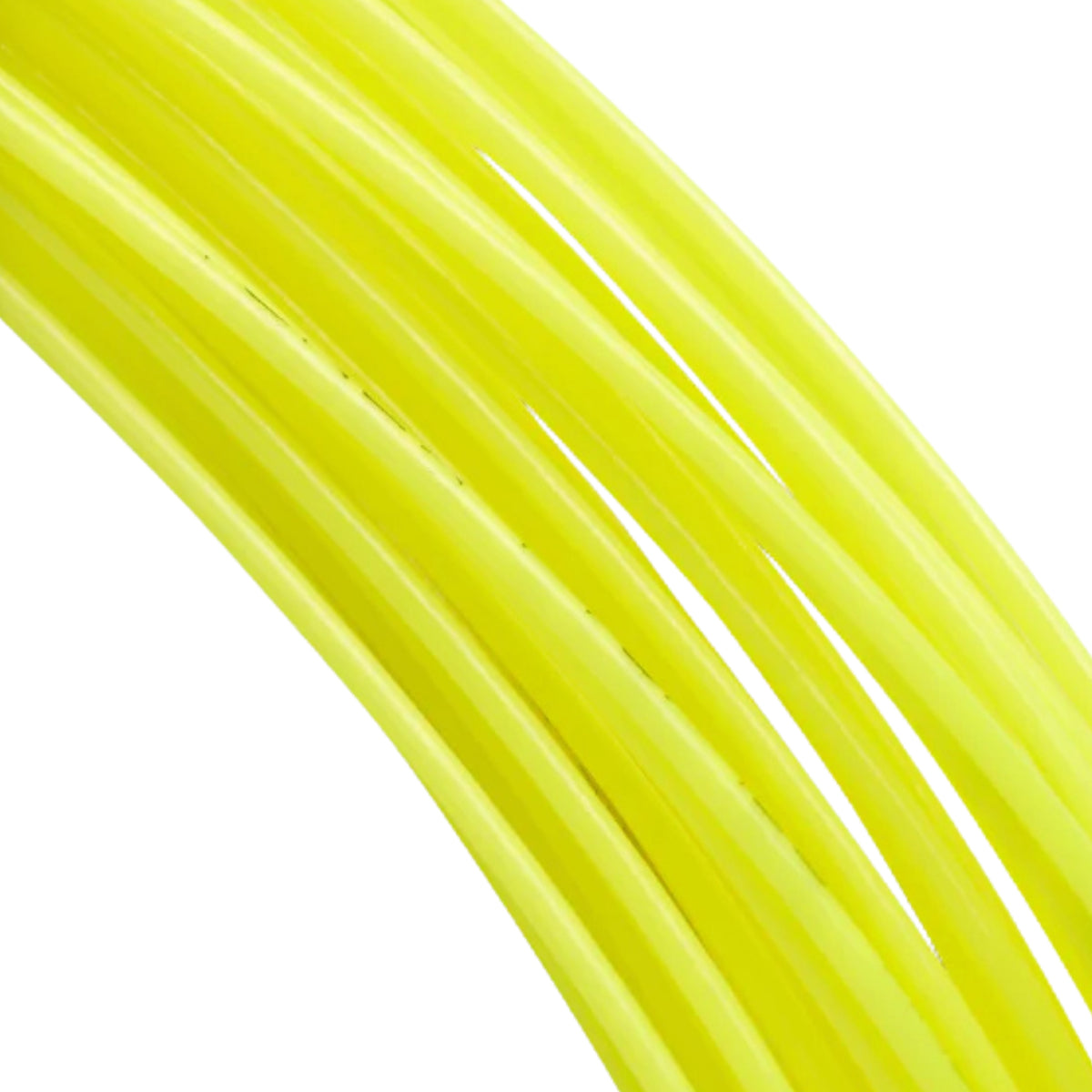 Yellow tennis string with a white background