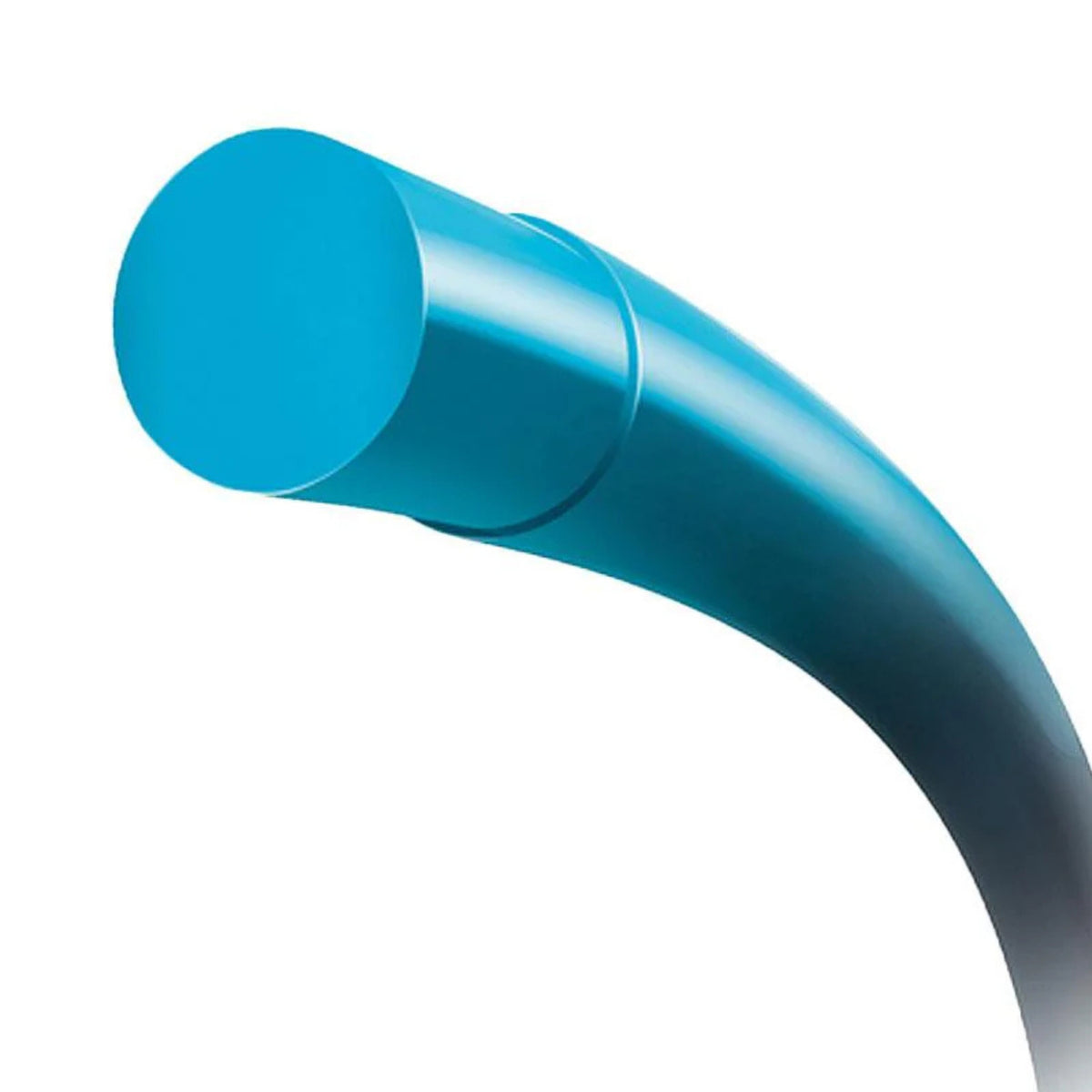 Blue curved Yonex Polytour Air tennis string on a white background
