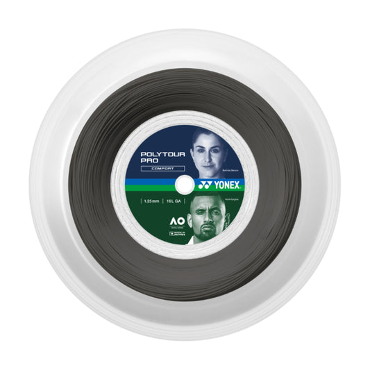 Yonex tennis string reel on a white background