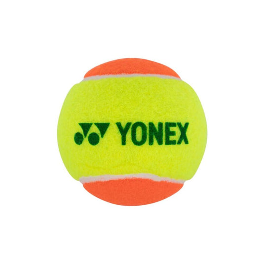 Yonex tennis ball with green and orange colors on a white background