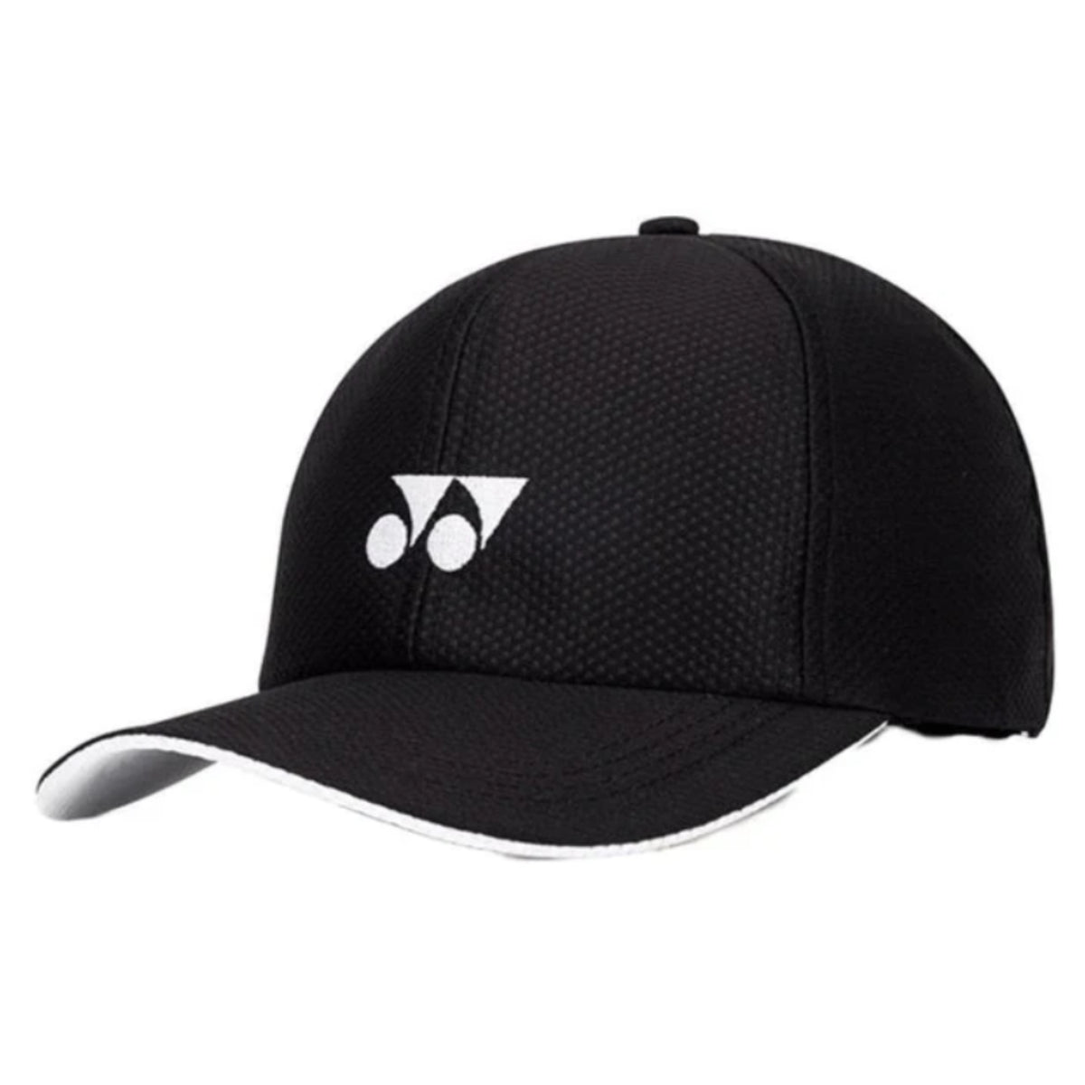 Black cap with a logo on a white background