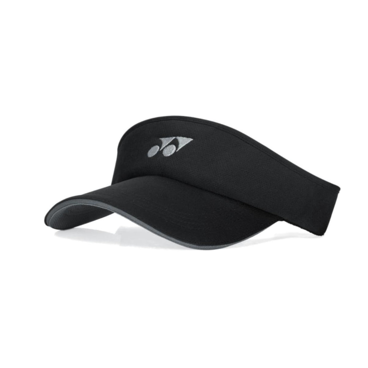 Black visor with a logo on a white background