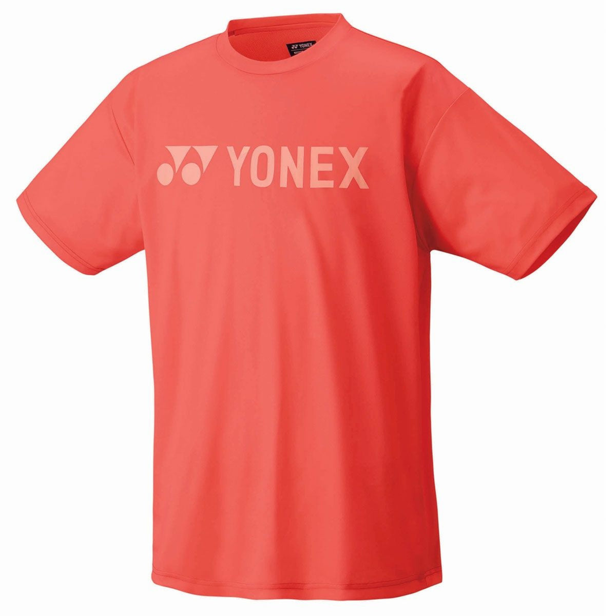 Red t-shirt with Yonex logo on a white background