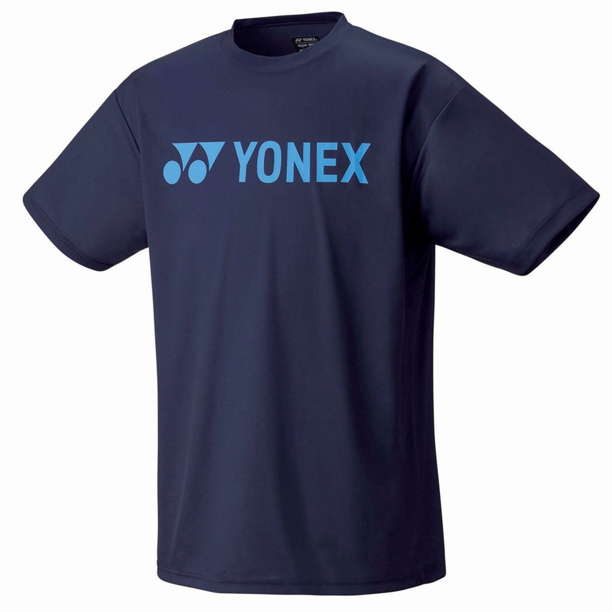 Navy blue t-shirt with YONEX logo on a white background